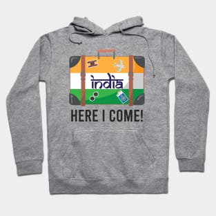 India Here I Come. India Travel India Flag Suitcase Design Hoodie